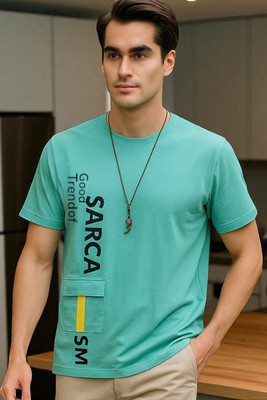 FAOES Printed Men Round Neck Green T-Shirt