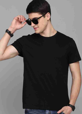 YuvaMGR Self Design Men Round Neck Black T-Shirt