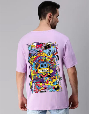 Veirdo Printed Men Round Neck Purple T-Shirt