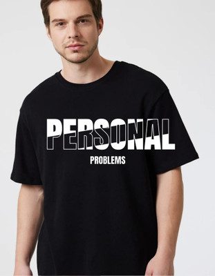 fashnobic Self Design Men Round Neck Black T-Shirt