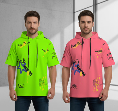 cnw Printed Men Hooded Neck Multicolor T-Shirt