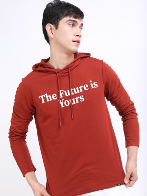 HIGHLANDER Printed Men Hooded Neck Maroon T-Shirt