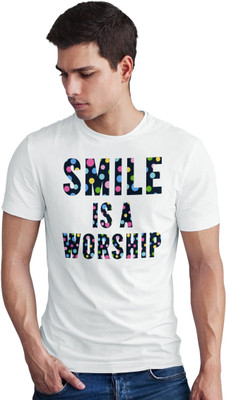 Seek Buy Love Printed Men Round Neck White T-Shirt