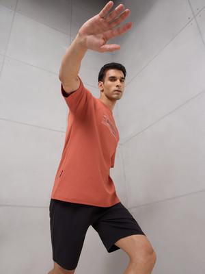 TECHNOSPORT Sporty Men Round Neck Orange T-Shirt
