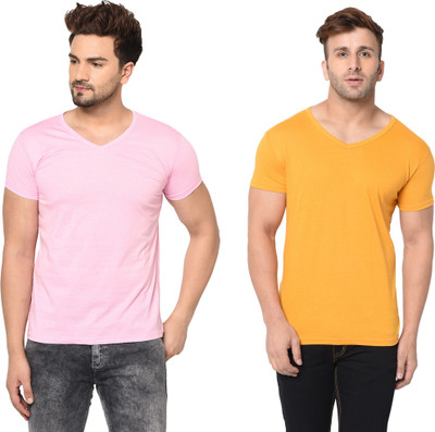 Adorbs Trend Solid Men V Neck White T-Shirt