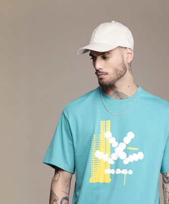 WROGN Printed Men Round Neck Blue T-Shirt