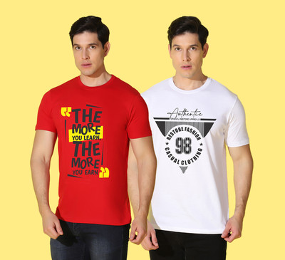 WOOSTRO Typography Men Round Neck Multicolor T-Shirt