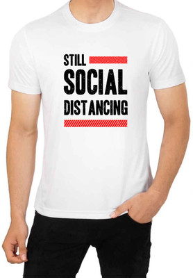 LV CARE Printed Men Round Neck White T-Shirt