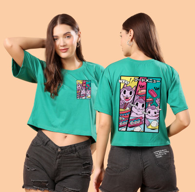 CORSICA Graphic Print Women Round Neck Green T-Shirt
