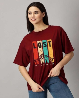 hesha Typography Women Round Neck Maroon T-Shirt