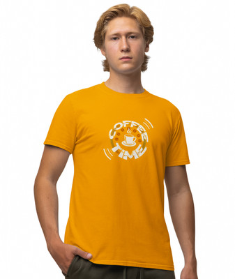 HopOffer Printed, Typography Men Round Neck Yellow T-Shirt