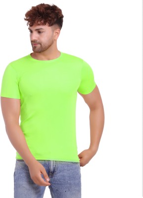KASPY Solid Men Round Neck Green T-Shirt