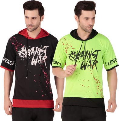 Expert Choice Printed Men Hooded Neck Multicolor T-Shirt