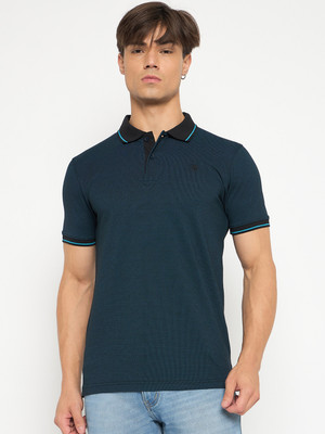 DUKE Solid Men Polo Neck Blue T-Shirt