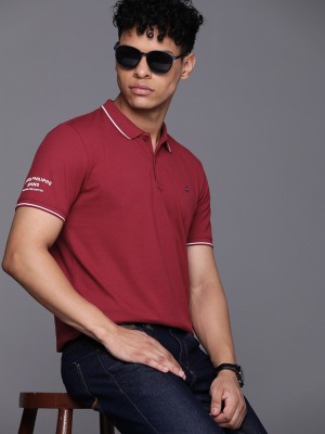 Louis Philippe Jeans Printed Men Polo Neck Maroon T-Shirt