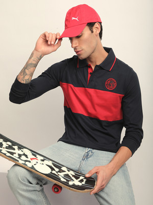 DILLINGER Colorblock Men Polo Neck Dark Blue T-Shirt