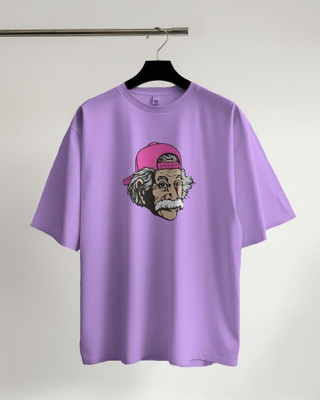 Scoot Prints Printed Men Round Neck Purple T-Shirt