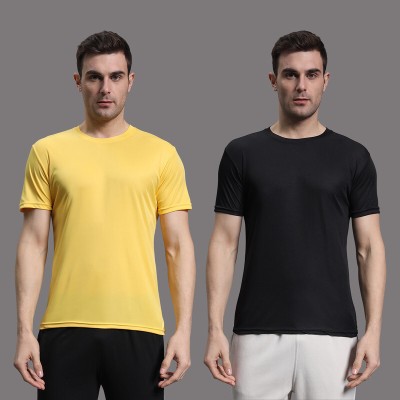 InkTees Solid Men Round Neck Yellow T-Shirt