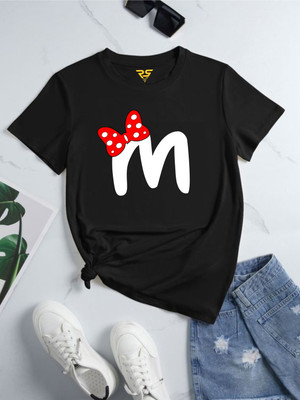 RS Print Printed Women Round Neck Black T-Shirt