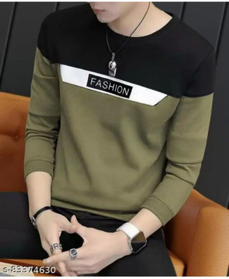 Bell Paper Colorblock Men Round Neck Multicolor T-Shirt