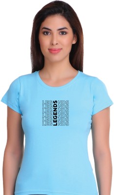 APEX Graphic Print Women Round Neck Light Blue T-Shirt