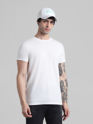 JACK & JONES Solid Men Round Neck White T-Shirt