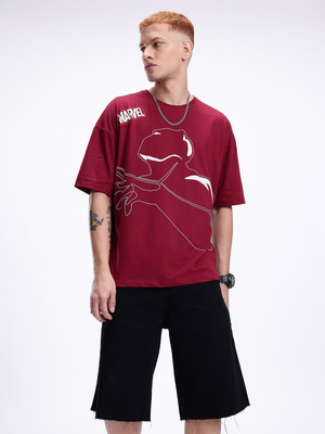 Kook N Keech Marvel Graphic Print Men Round Neck Maroon T-Shirt