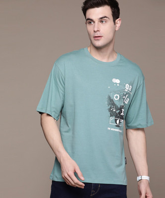 Roadster Printed Men Round Neck Blue T-Shirt