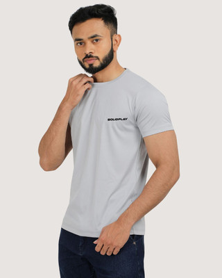 INDICLUB Self Design Men Round Neck Silver T-Shirt