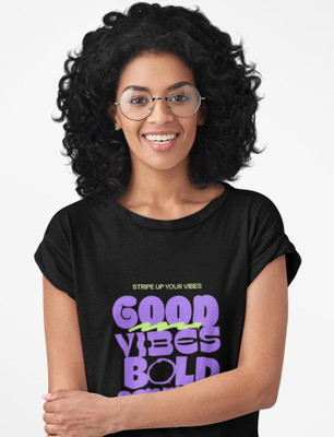 PD CLORI Graphic Print Women Round Neck Black T-Shirt