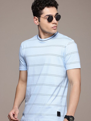 French Connection Striped Men Round Neck Blue T-Shirt