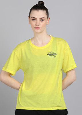 UNDER ARMOUR Graphic Print Women Round Neck Yellow T-Shirt