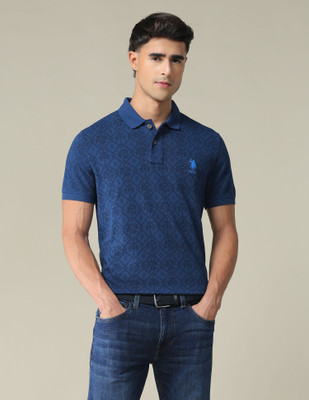 U.S. POLO ASSN. Solid Men Polo Neck Blue T-Shirt