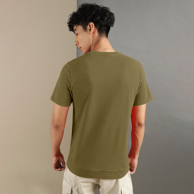 FTX Solid Men Round Neck Dark Green T-Shirt
