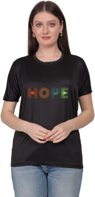 Aaso Graphic Print Women Round Neck Black T-Shirt