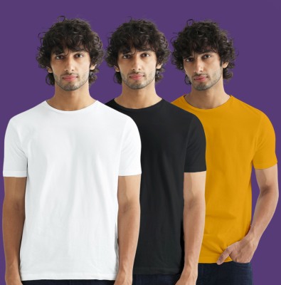 Veirdo Solid Men Round Neck Multicolor T-Shirt