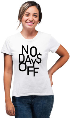 SmarTee Street Typography Women Round Neck White T-Shirt