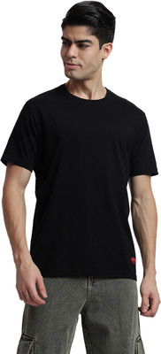 Rare Bond Studios Solid Men Round Neck Black T-Shirt
