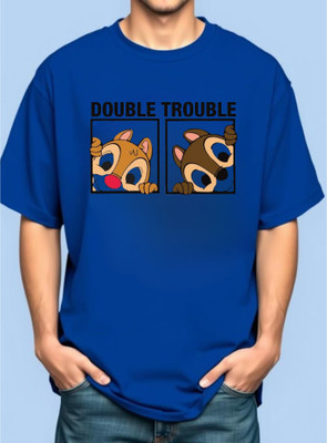 BLOSSOMTRADER Printed Men Round Neck Blue T-Shirt