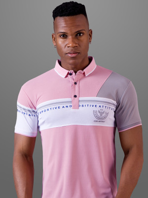 INVICTUS Colorblock Men Polo Neck Pink T-Shirt