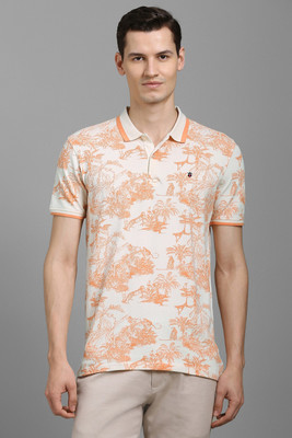 LOUIS PHILIPPE Printed Men Polo Neck White, Orange T-Shirt