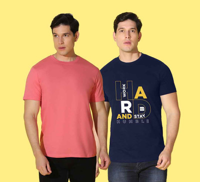WOOSTRO Typography, Solid Men Round Neck Multicolor T-Shirt