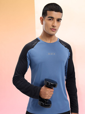 HRX by Hrithik Roshan Colorblock Men Round Neck Blue T-Shirt