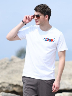 RUBYKNITS Printed Men Round Neck White T-Shirt