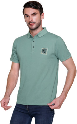 ARRAY Printed Men Polo Neck Green T-Shirt