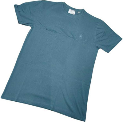 faizan fashion Solid Men Round Neck Blue T-Shirt