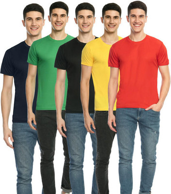 Dam Solid Men Round Neck Reversible Multicolor T-Shirt