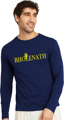 RULEDBYSUN Typography Men Round Neck Navy Blue T-Shirt