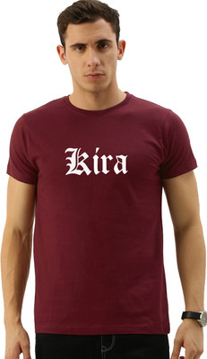 RULEDBYSUN Typography Men Round Neck Maroon T-Shirt