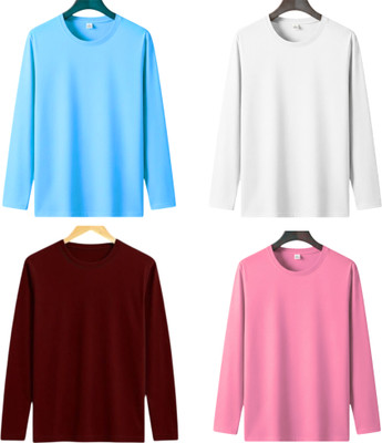 P collection Solid Men Round Neck Multicolor T-Shirt